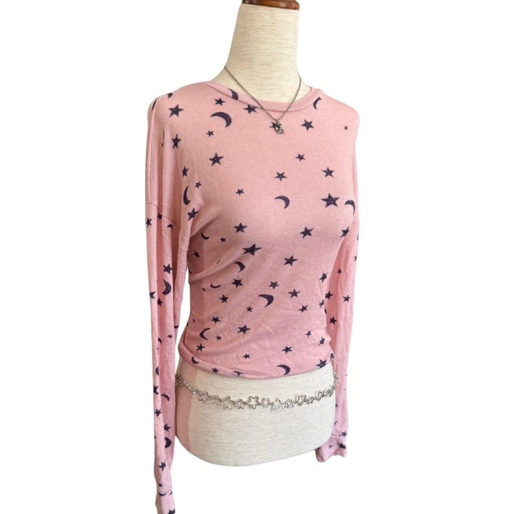 Y2K Inspired Celestial Long Sleeve Top Pink‎ Soft Grunge Witchy Aesthetic - Picture 6 of 7